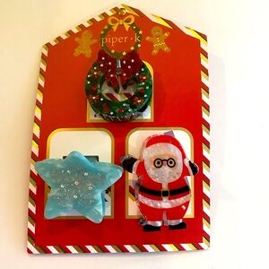 Christmas Claw Clips With Rhinestones By Piper K New